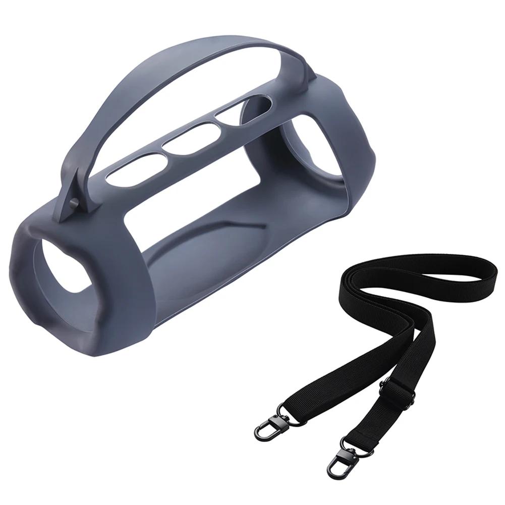 Silicone Cover Case Waterproof Protective Skin Case Shockproof with Shoulder Strap for JBL Charge 5 Wi-Fi Wireless Speaker