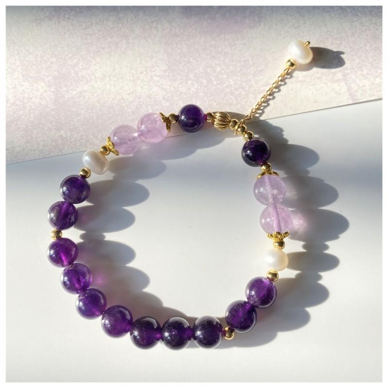 Natural Amethyst Bracelet Women Handmade Crystal Beaded Jewelry Simple Geometric Style Student Office Gift Amethyst Bracelet