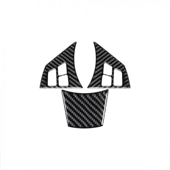 Glossy Carbon Fiber Car Steering Wheel Button Frame Cover For BMW 6 E64 04-10