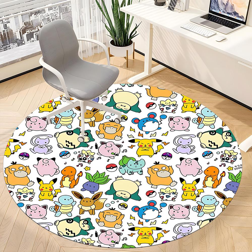 1pc Pokemon Chair Carpet for Office Non Slip, Machine Washable Rug for Office, Room Holiday Decor for Christmas, Birthday Polyester