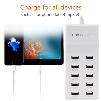 10 USB Charger Station Splitter 60W Mobile Phone Charger HUB Smart IC Charge Universal for iPhone Ipad Samsung MP3