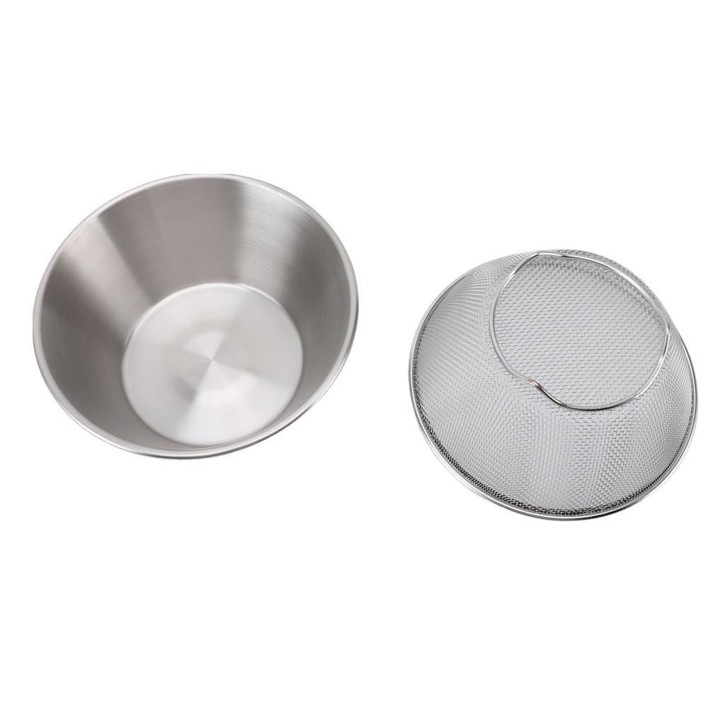 304 Stainless Steel Colander with Mixing Bowl Portable Kitchen Microporous Strainer for Washing Rice Pasta Small Grains