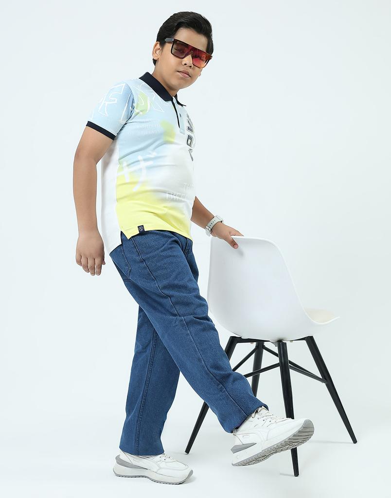 MONTE CARLO Boys White Collar Neck T-Shirt