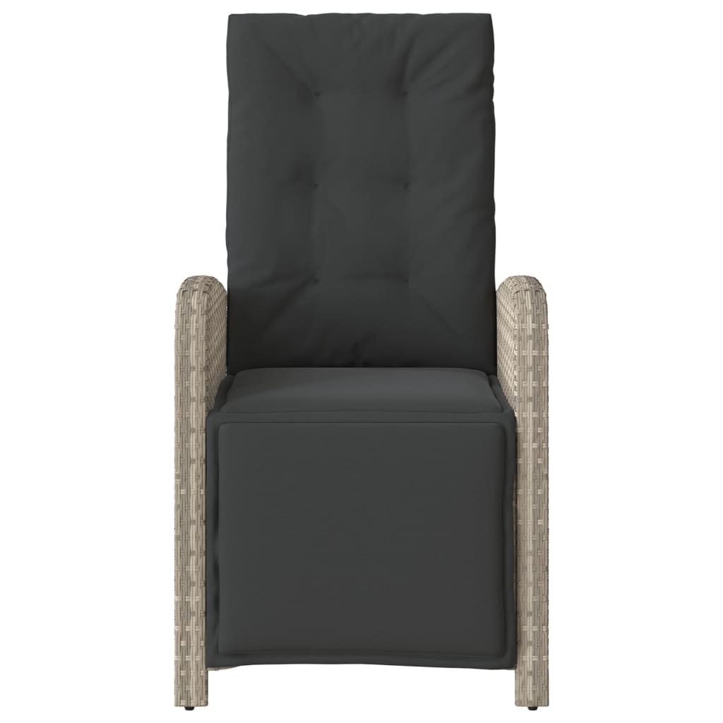 Adjustable Garden Armchair with Footrest Light Grey Poly Rattan