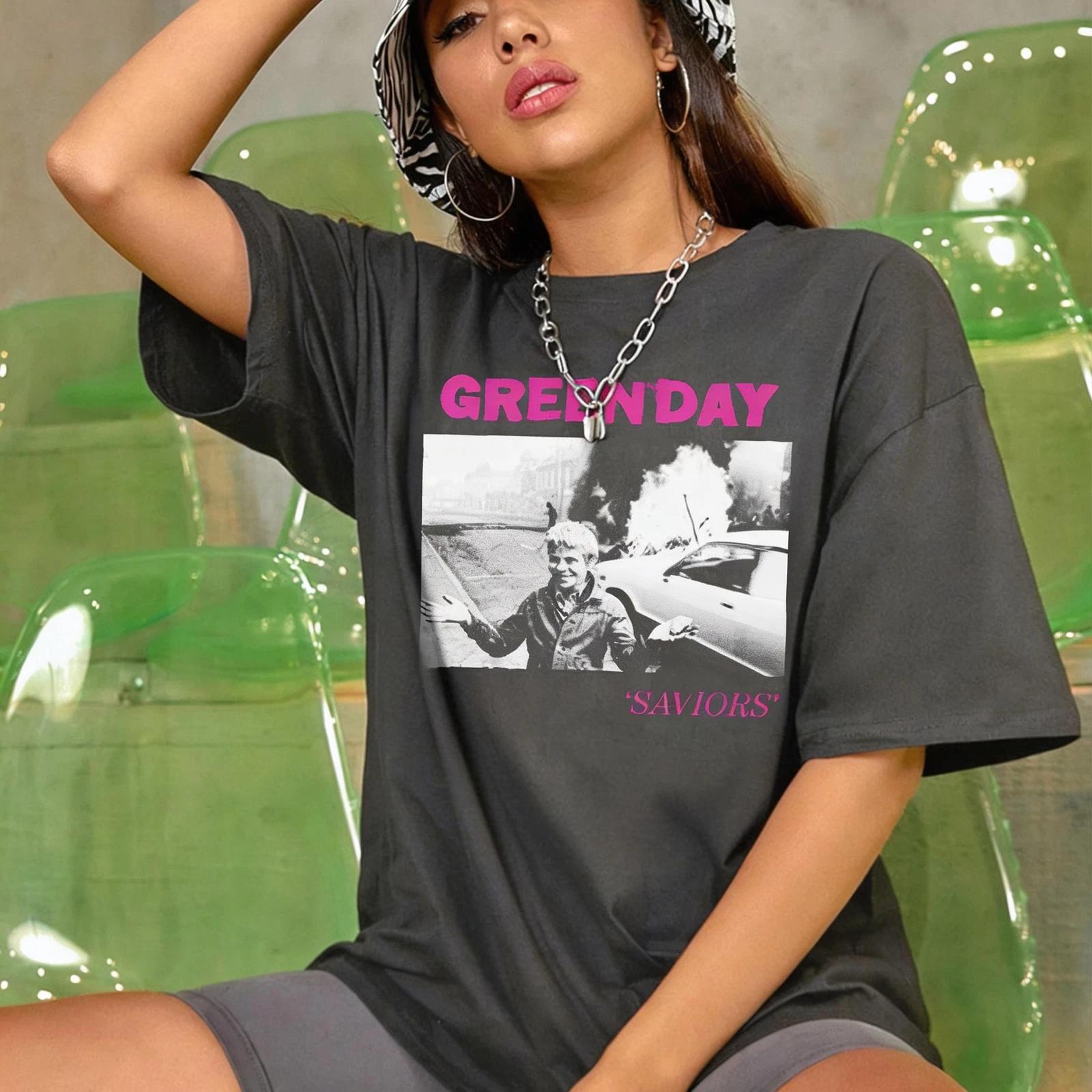 Green day rock band Saviors vintage charcoal short sleeve tee S