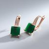 New Emerald Square Cut Zircon Promise Earring For Women Luxury  Rose Gold Wedding Jewelry Party Daily Dangle Earrings