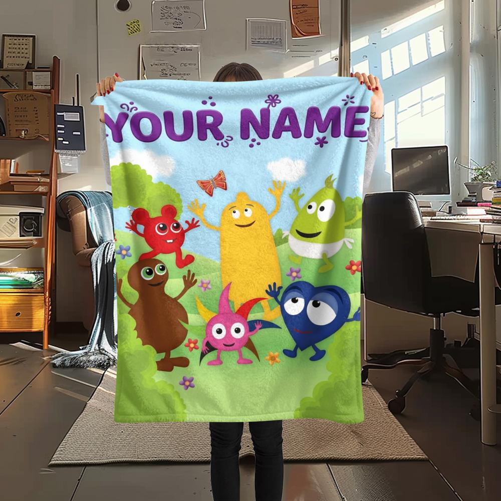 1pz Coperta Flanella Personalizzata con Nome e Fantasia Babblarna Adatta a Tutte le Stagioni per Arredamento Casa Calore e Comfort Regali Regalo Festivo_xia