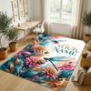 Dragon Phoenix Theme Crystal Velvet Rug Personalized Custom Name Text Soft Floor Mat Home Decor