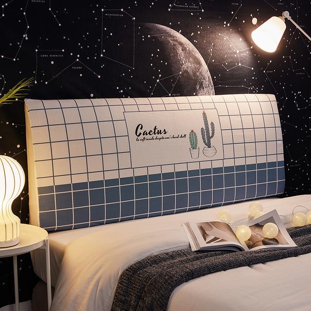 Ins Bed Headboard Cover Elastic Spandex All Inclusive Bed Head Cover Washable Bed Back Dustproof Protector Cover Home Decor