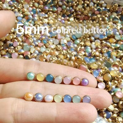 100 Pieces 5mm Super Small Buttons Gold Color Zinc Alloy Round Shank Buttons DIY Handicrafts Doll Accessories