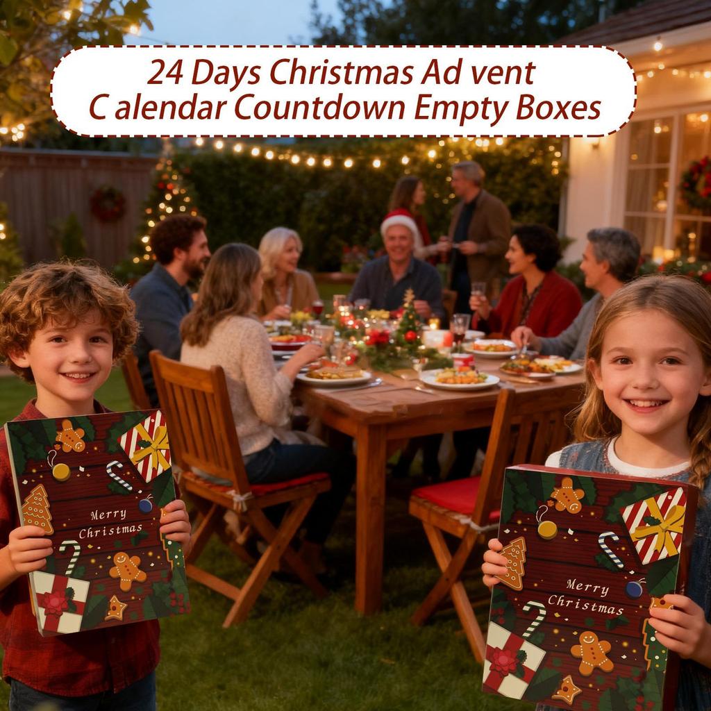 24-Day Fillable Christmas Hole-Pokes Box 2025 Christmas Advent Filling Gift Box Christmas Eve Empty DIY Surprise Gift Box