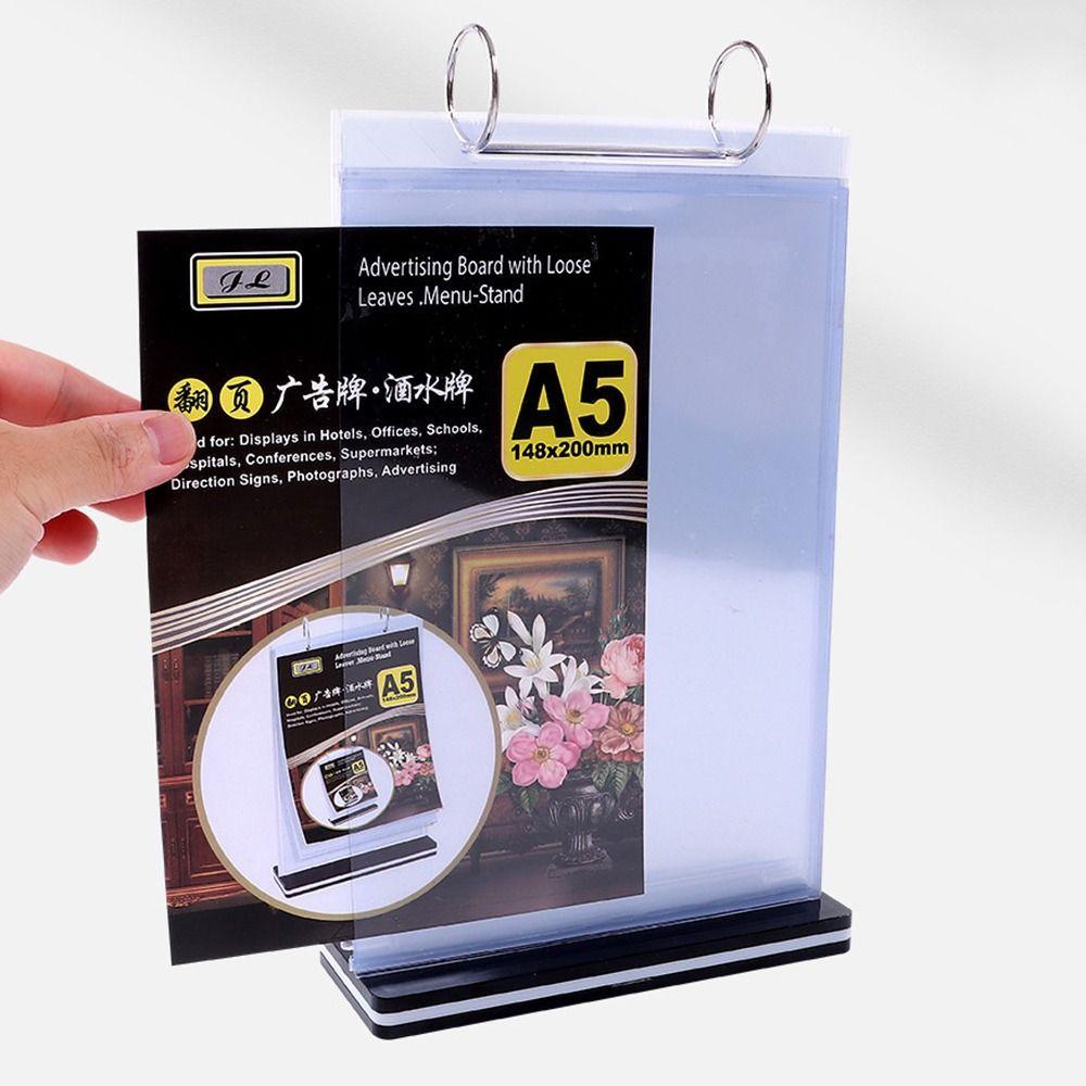 Clear PVC Poster Holder Sturdy Base Pageable Folder Convenient Menu Display Stand Restaurant
