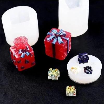 תבנית חג המולד קופסת מתנה תבנית סיליקון תבנית קישוט בית קטן תבניות שרף אפוקסי שקוף או חלבי תבניות לתכשיטי שרף