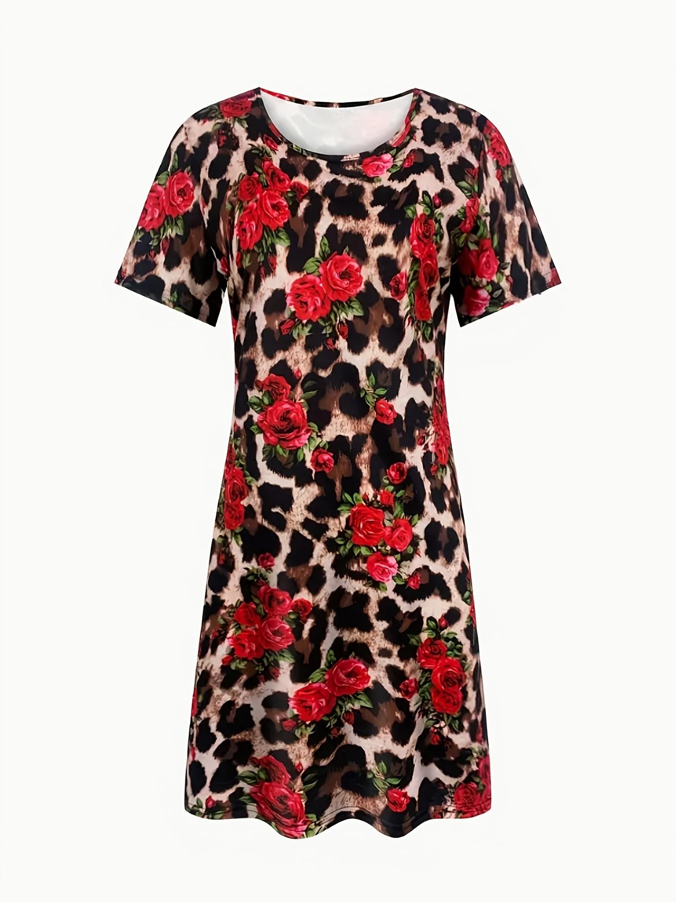

Women S Dress Printed Floral Leopard Print T-Shirt Dress Fashion Street Style Long Dress ZZY08 S M L XL XXL 9XL дубильна кора