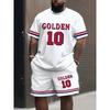 Men's Sports Short Sleeve Top Shorts Set Plus Size Breathable Basketball Sports Clothing Letter Print T-shirt Shorts 2-piece Set