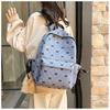 Schoolbag School Bag Female Junior High School College Student Corduroy Backpack Girl Solid Color Printed Velvet Backpack Storage