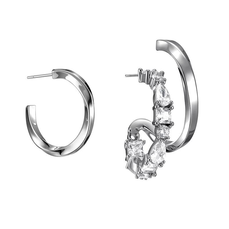 

Асимметричные серьги-гвоздики, женские легкие, роскошные, нишевые, инкрустированные цирконием, круглые серьги, двойные геометрические серьги в форме буквы C от Cold Wind