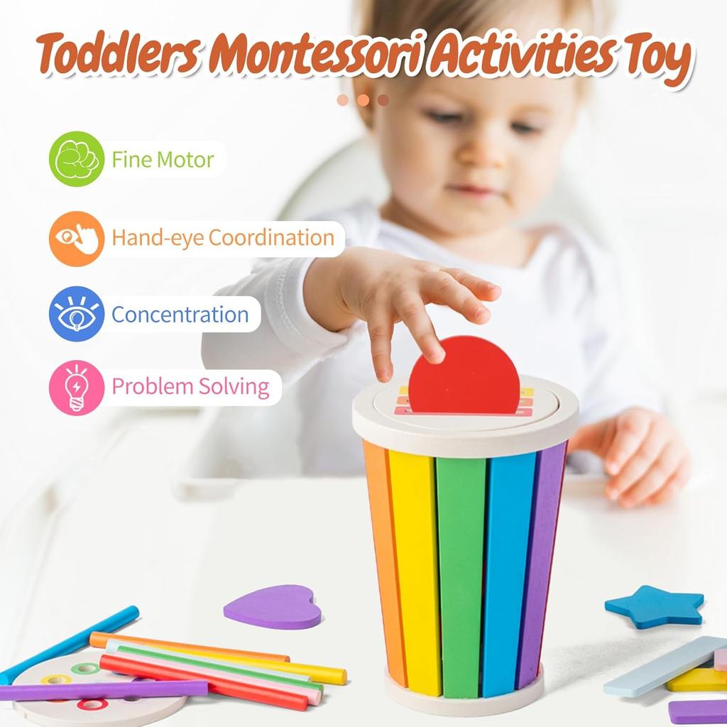 Montessori Color Sorting Matching Toys Wooden Shape Recgnition Toy Kids Math Learning Educational Toys Todders Fine Motor Gifts
