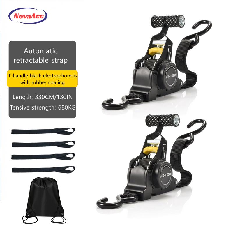 Heavy Duty Practical Auto Retractable Quick Release Tensioning Band for Truck Cargo Transport Car Motorcycle Free Webbing Straps