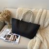 Simple Elegant Women's Shoulder Bag Large Capacity Soft Commuting Tote Bag Zipper Closure PU Leather Casual Handbag