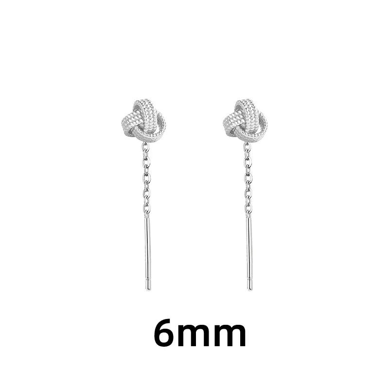PONYKISS Sterling Silver Knot Screw Buckle Puncture 25MM Drop Earrings for Women Fine Minimalist Accessories