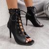 Lace-up High-heeled Cool Boots Women's Summer Lace Hollow Short Boots Stiletto Jazz Shoes Open-toed Women's Shoes