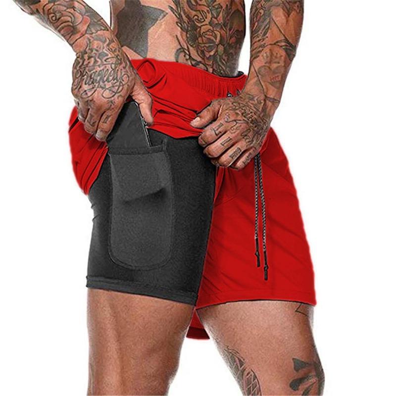 Leisure Beach Shorts with Double-layer Mesh Design for Running Sports and Fitness Men's Shorts