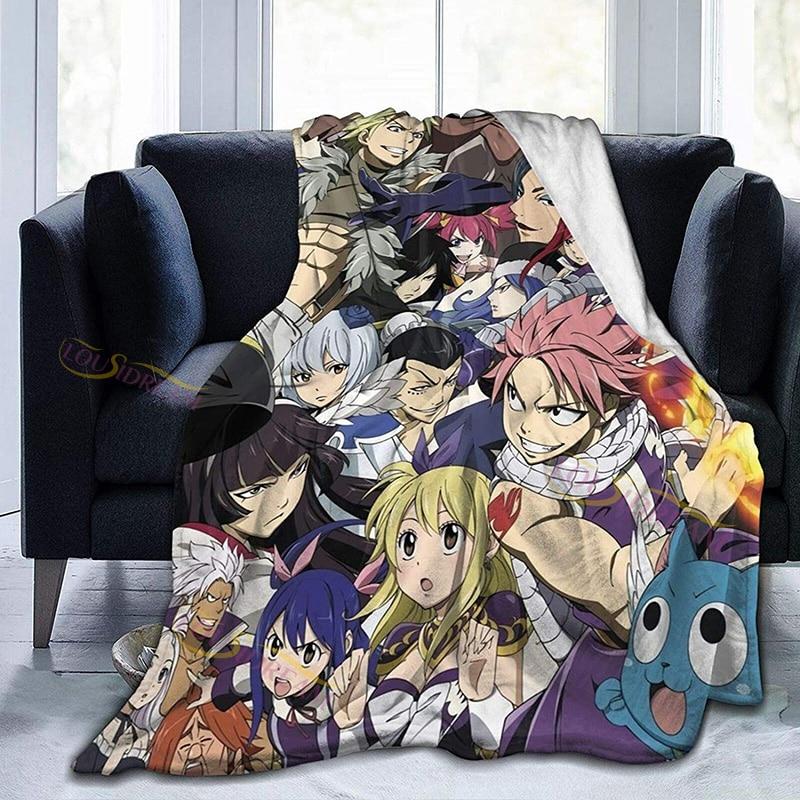 Fairy Tail Home Fleece Throw Blanket Coral Plush Travel Blankets Bedspreads Sofa Cover Bedroom Decor for Couch Dorm Room Blanket