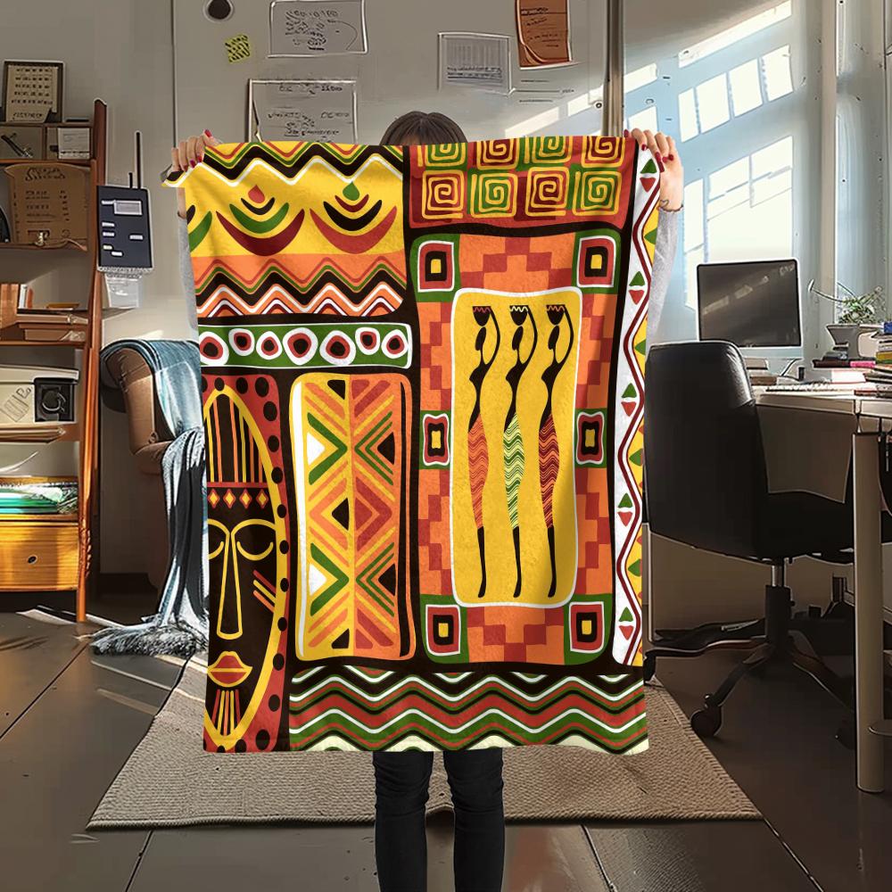 1Pc African Woman Print Flannel Blanket, High Quality Comfortable for All Seasons, Home Decor, Warmth and Comfort, Perfect for Christmas Gifts