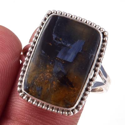 Natural Pietersite Gemstone Handmade 925 Solid Sterling Silver Ring Size 10 E0c13