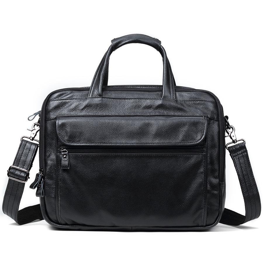 Fashion Genuine Leather Briefcase Bag For Men Male Laptop Business Handbags Soft Cowhide Men's Tote Bag 14 15 Inch Shoulder Bag