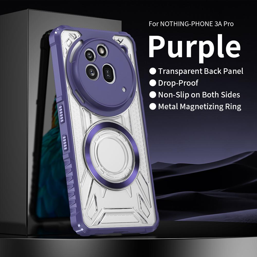 KEYSION Transparent Magnetic Case for Nothing Phone 3A Pro Silicone+PC Heavy Duty Shockproof Phone Cover for Nothing Phone 3A