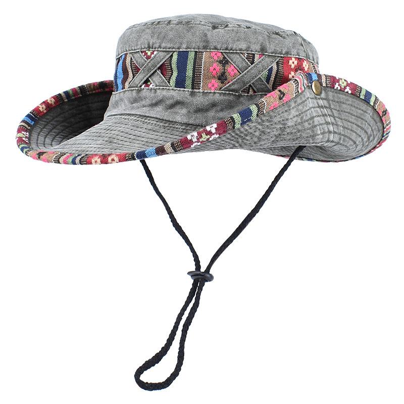 2026 Summer Bucket Hat With Wind Rope Women Man Vintage Beach Sun Fishing Hats Outdoor Hiking Bob Panama Summer Fisherman Caps