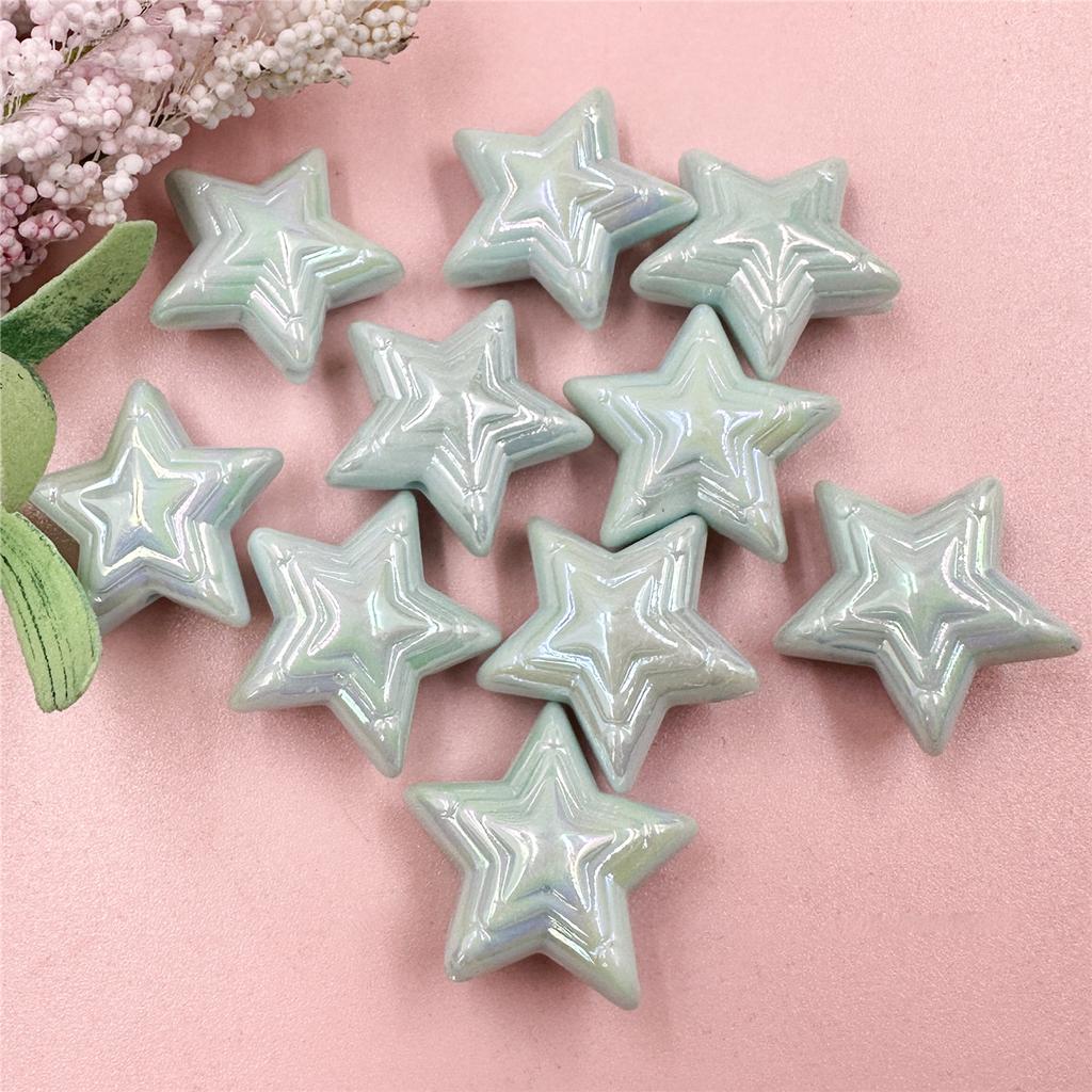 10Pcs 22.8mm Loose bead Handmade material DIY Jewelry Making Acrylic Colorful pentagram  Delicate Jewelry
