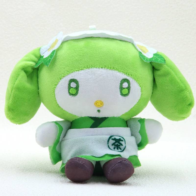 Sanrio Green Hello Kitty Cinnamoroll Melody Kuromi Plush Toy Pendant For Cute Car Ornament And Gift For Kids