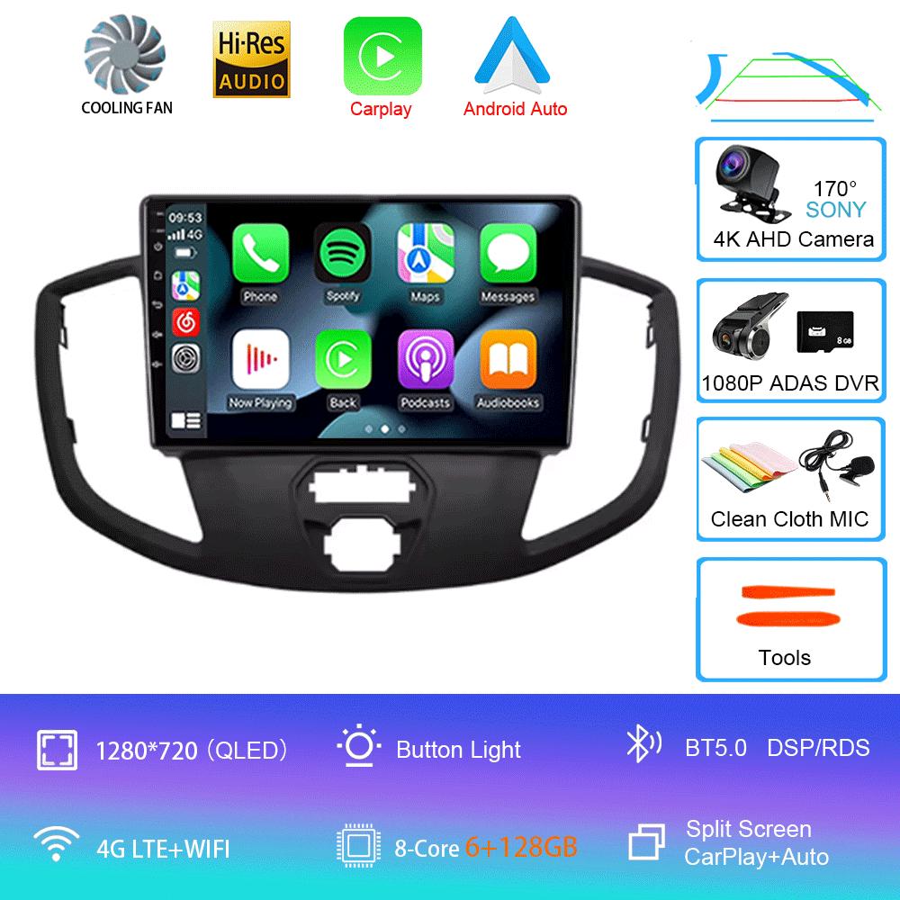Car Radio Android 14 Auto For Ford Transit 2015 2016-2018  Central Multimedia Car Stereo Receiver GPS Navigation Autoradio