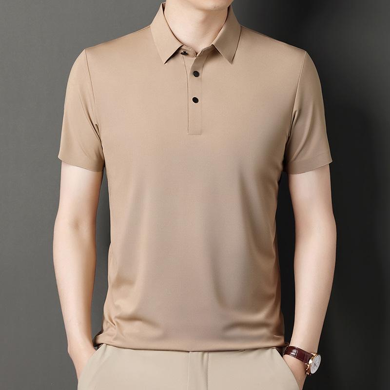 Summer Ice Men s Short Sleeve Polo Wrinkle-Resistant Lapel Collar Business Casual T-Shirt M