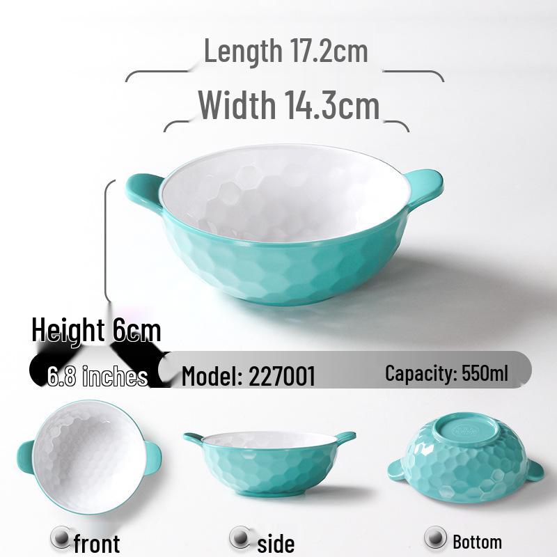 A5 Melamine Porcelain-Style Dessert Bowls: Creative Double-Ear Set for Sweets, Soup, Shaved Ice, and Snacks