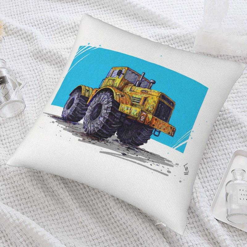 Short Plush Vintage Kirovets Tractor Pillowcase 18x18 Inch Double Sided Printed Farmhouse Decor Cushion Cover Zipper