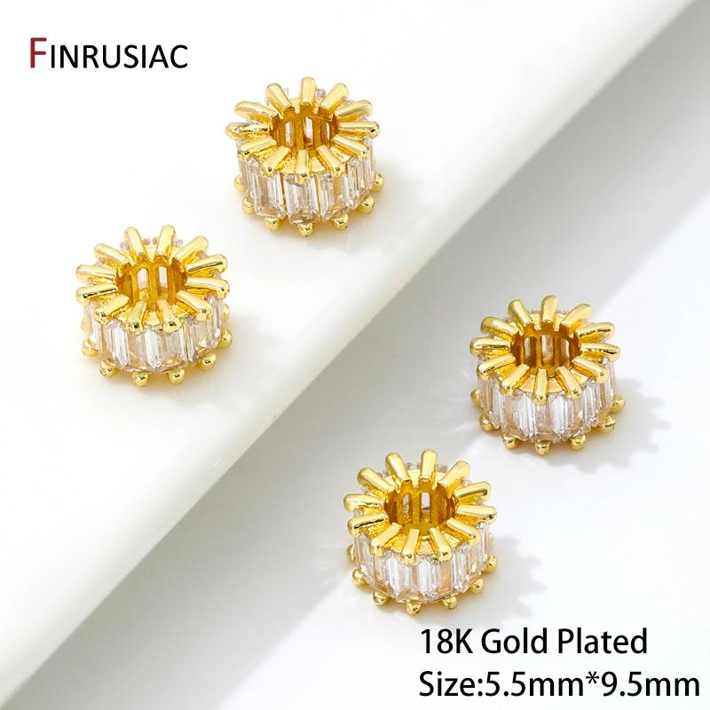 

18K Gold Plated Zircon Crystal Spacer Beads Accessories For Bracelets,Bead Separators For Jewelry Making DIY Beading Material 1 piece