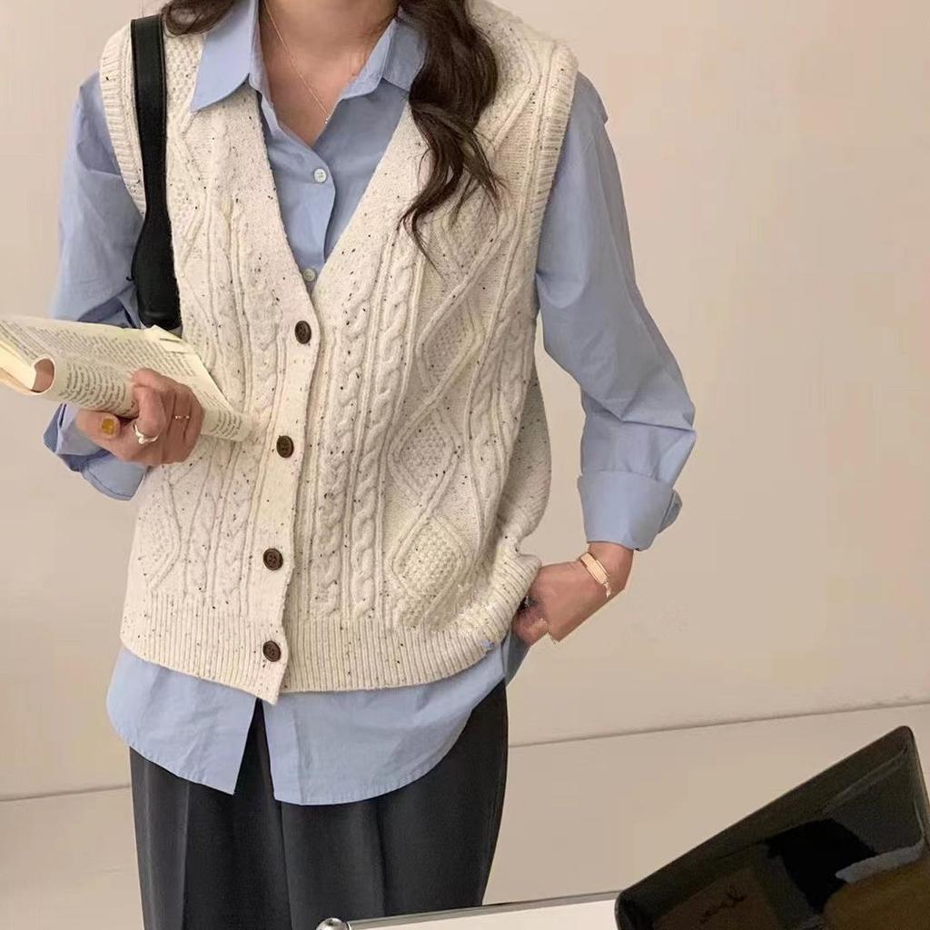 New Women's Knit Cardigan, Vest Vest, Women's Idea Tulle Layered Loose Casual Single-breasted Top