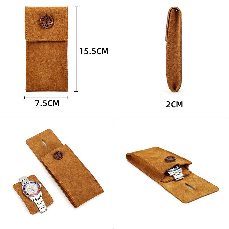 Vintage torba na zegarek z krowiej skóry, jednoczęściowa, ręcznie robiona, z tarczą, otwierana i zamykana, kreatywna torba do przechowywania zegarków