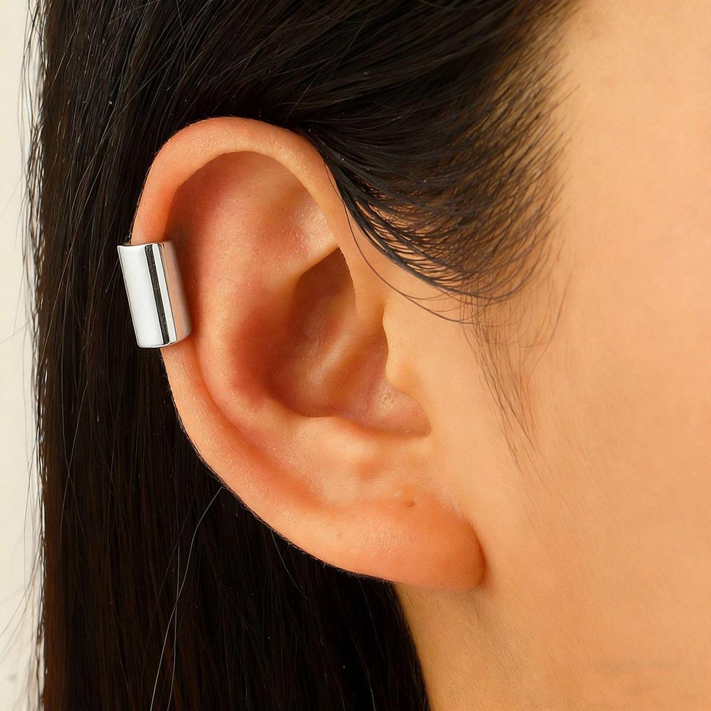 Clip per orecchio retrò francese a doppio strato in lega senza buco: Ear Cuff Semplice da Donna, Stile Freddo, di Nicchia Coreano, Temperamento