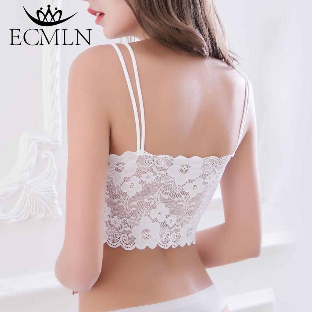 ECMLN L-XL Summer Outer Wear Fashion Women's Lace Bra Women's Top Casual Comfortable Wrap Bra