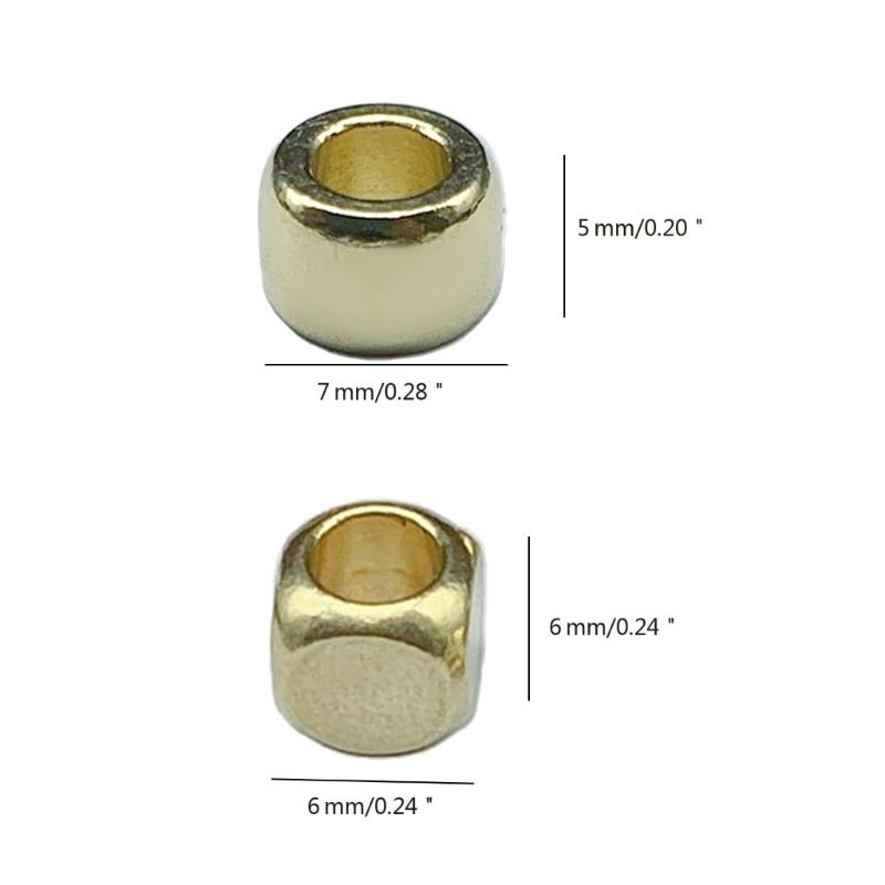 Balení 20 měděných izolačních mosazných korálků Příslušenství Kulaté/Čtvercové Korálky na šňůrku Paracord pro DIY výrobu šperků