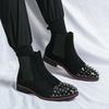 Fashion Boots Men High Top Black Brown Pointed Fashionable Metal Boots One Foot Business High-quality Chelsea Boots Size 38-46 Men Boots