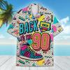 De Volta Aos Anos 90 Camisa Havaiana Homens Mulheres Jovens, Retro Neon Anos 80 Cassete Tênis Camisa Aloha Camisa de Festa Vintage Botão