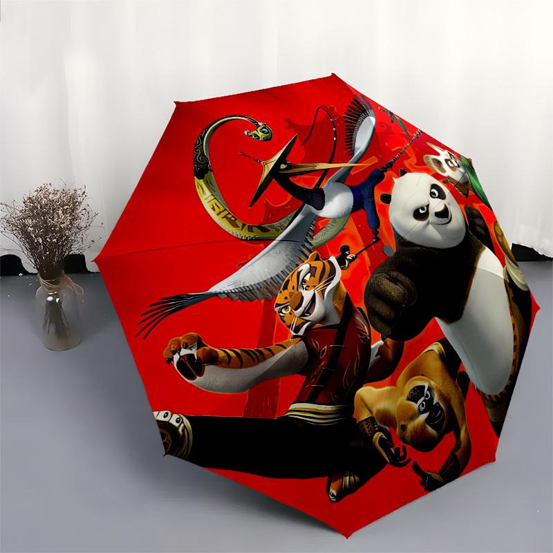 1pc Kung Fu Panda Themed High-quality Umbrella,Automatic Opening and Closing Umbrella,Multi-functional Umbrella G0811215
