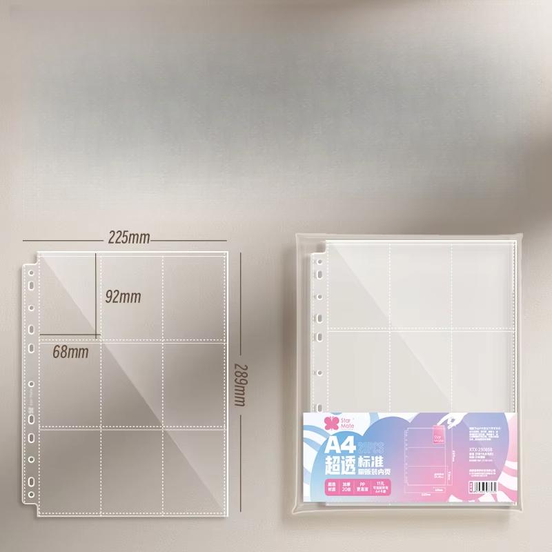 Excellent Quality StarMate 10pcs Clear Sheets Sleeve for A5/A4 Binder Acid Free-No CPP Loose-leaf Page 4/9grid Photocard Storage