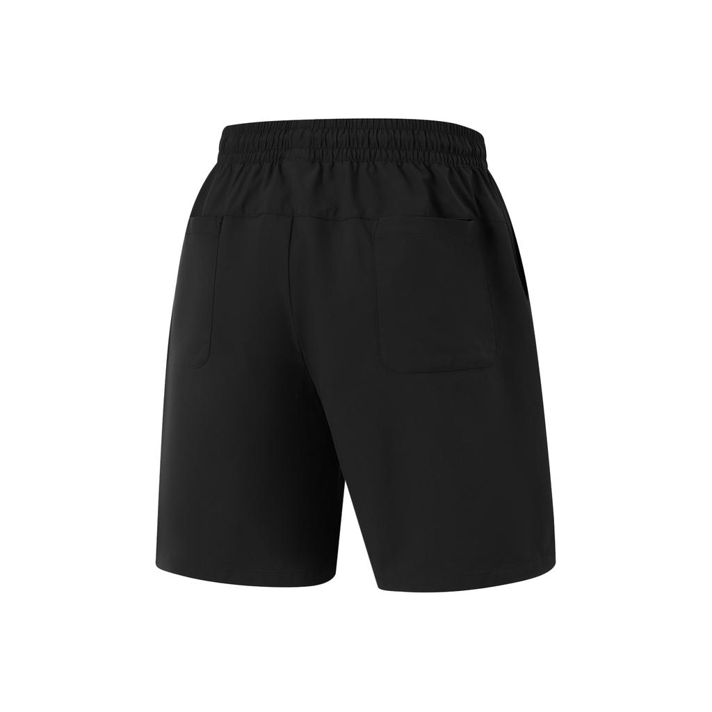 Li-Ning Sports Lifestyle Series Solid Color Mid-Waist Drawstring Comfortable Versatile Straight Leg Casual Shorts Men Shorts Black AKSU533-3